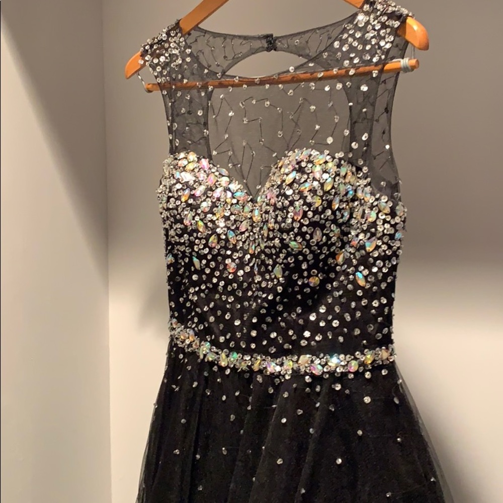 Black Jeweled Semi-Formal Short Dress